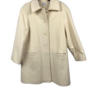 NEW! Vintage Cream Pea Coat Lambs Wool Cashmere Women’s Size 10 Lined Luxury